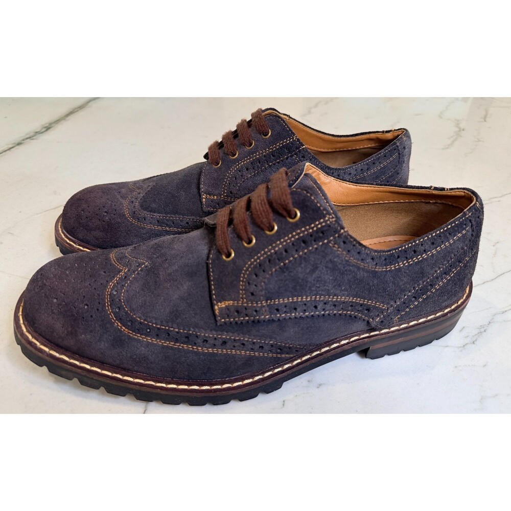 Mens Steve Madden Kommber Brown Suede Leather Wingtip Oxford Shoes Size 10